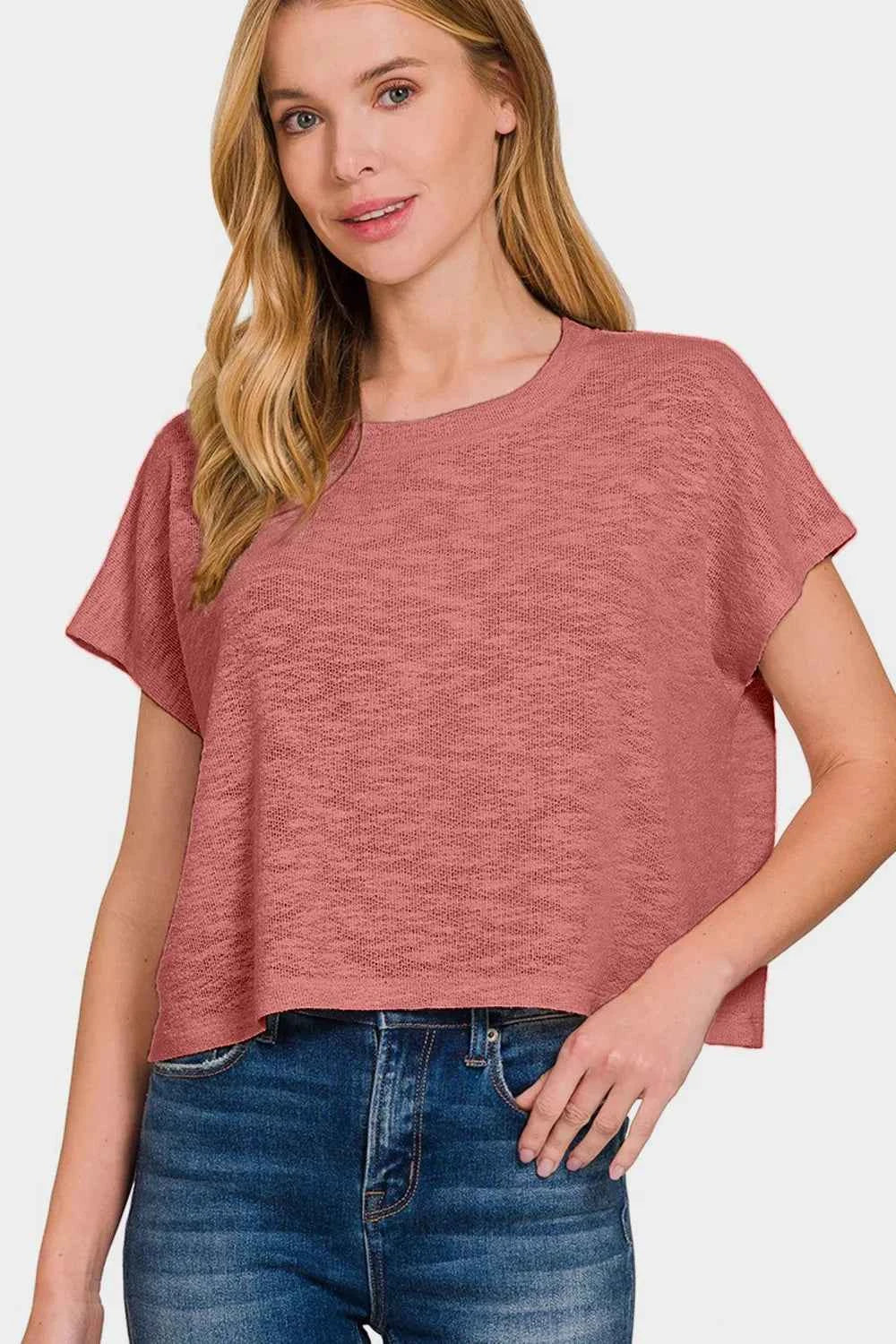 Zenana Round Neck Short Sleeve T-Shirt 15b50502-a8da-485d-8afd-3e48c490be44-Max