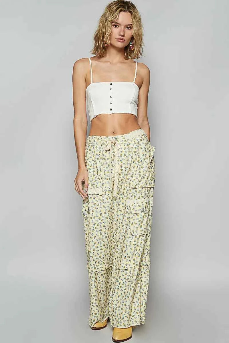 POL Floral Cargo Wide Leg Pants with Lace Drawstring 16549a4b-badc-4a89-a9c6-b0e9674f4fff-Max-Origin