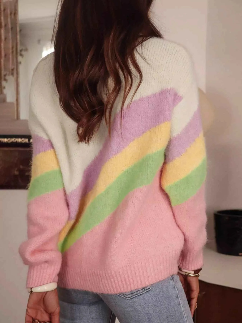 Rainbow Stripe Drop Shoulder Sweater 16978d3d-22e1-4ba3-befe-6e22cec97c32-Max-Origin
