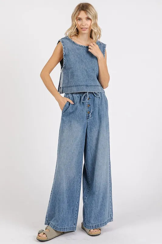 Mittoshop Washed Denim Distressed Detail Crop Tank 169a2b43-2840-4e81-b373-1445400da735-Max