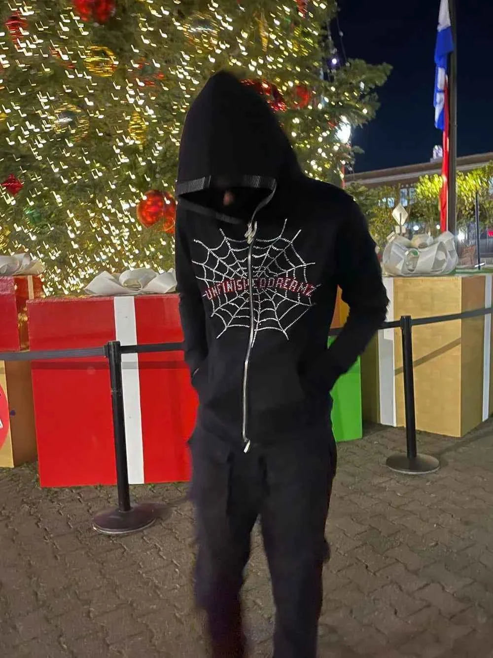 Men's Spider Web Rhinestones Zip-Up Hoodie 169b9596-307c-4b1a-9f8e-fa92adae3ef9-Max