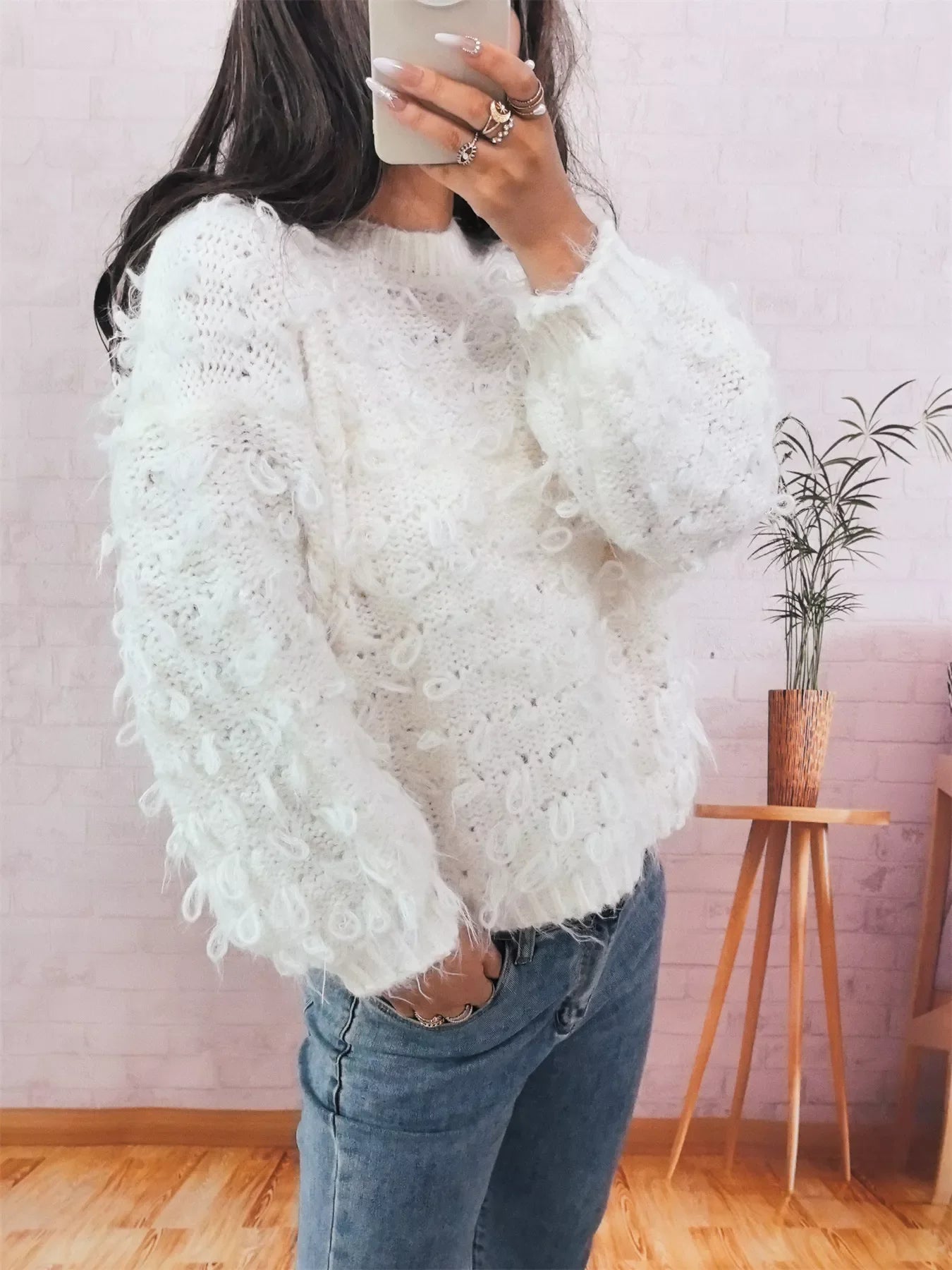 Chunky Round Neck Long Sleeve Sweater White One Size 169db1c6818345c3a170bd3df78b10ac-Max-Origin