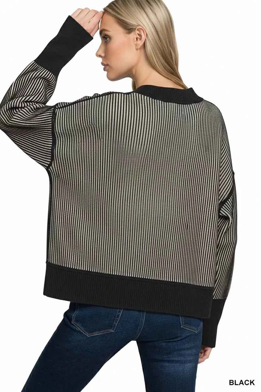 Zenana Ribbed Exposed Seam Two Tone Sweater 16c61396-20db-41cc-953d-daa5e33ee107-Max-Origin