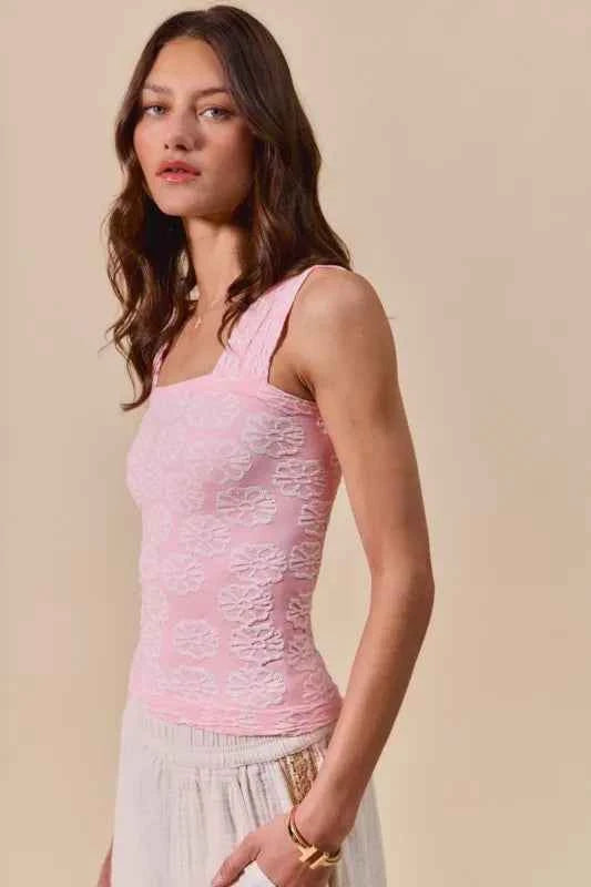 SO ME Two Tone Floral Seamless Tank Top 171ce678-35b2-4450-bc23-b41c70965f5b-Max-Origin