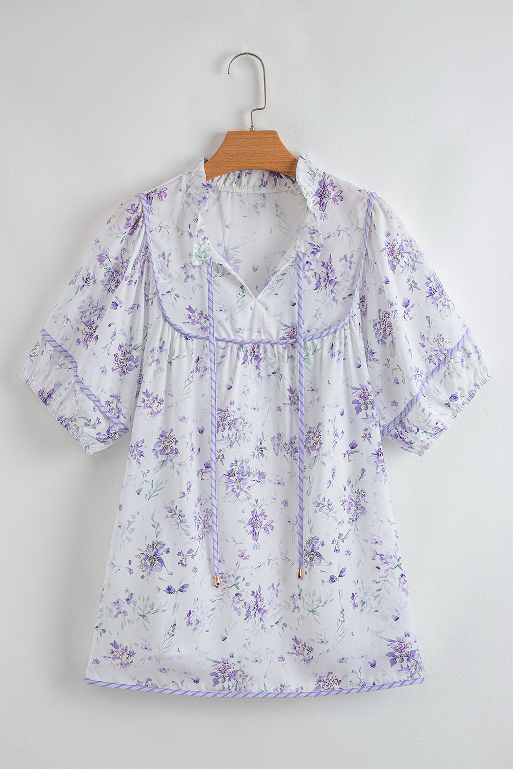Purple Floral Print Split Neck Plus Size Top 172def51f8a43df9