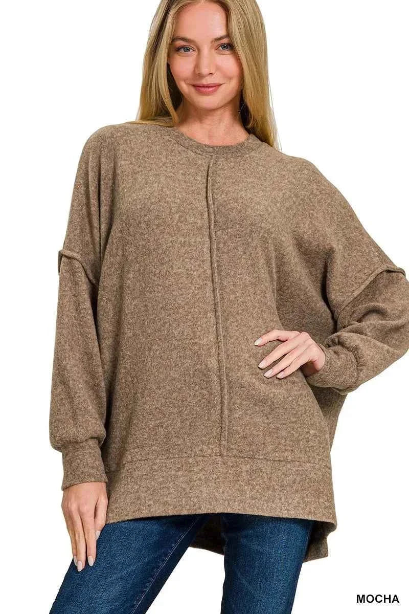 Zenana Brushed Melange Hacci Oversized Sweater 173220303ff74e6c907d3cea7f609f3d-Max-Origin