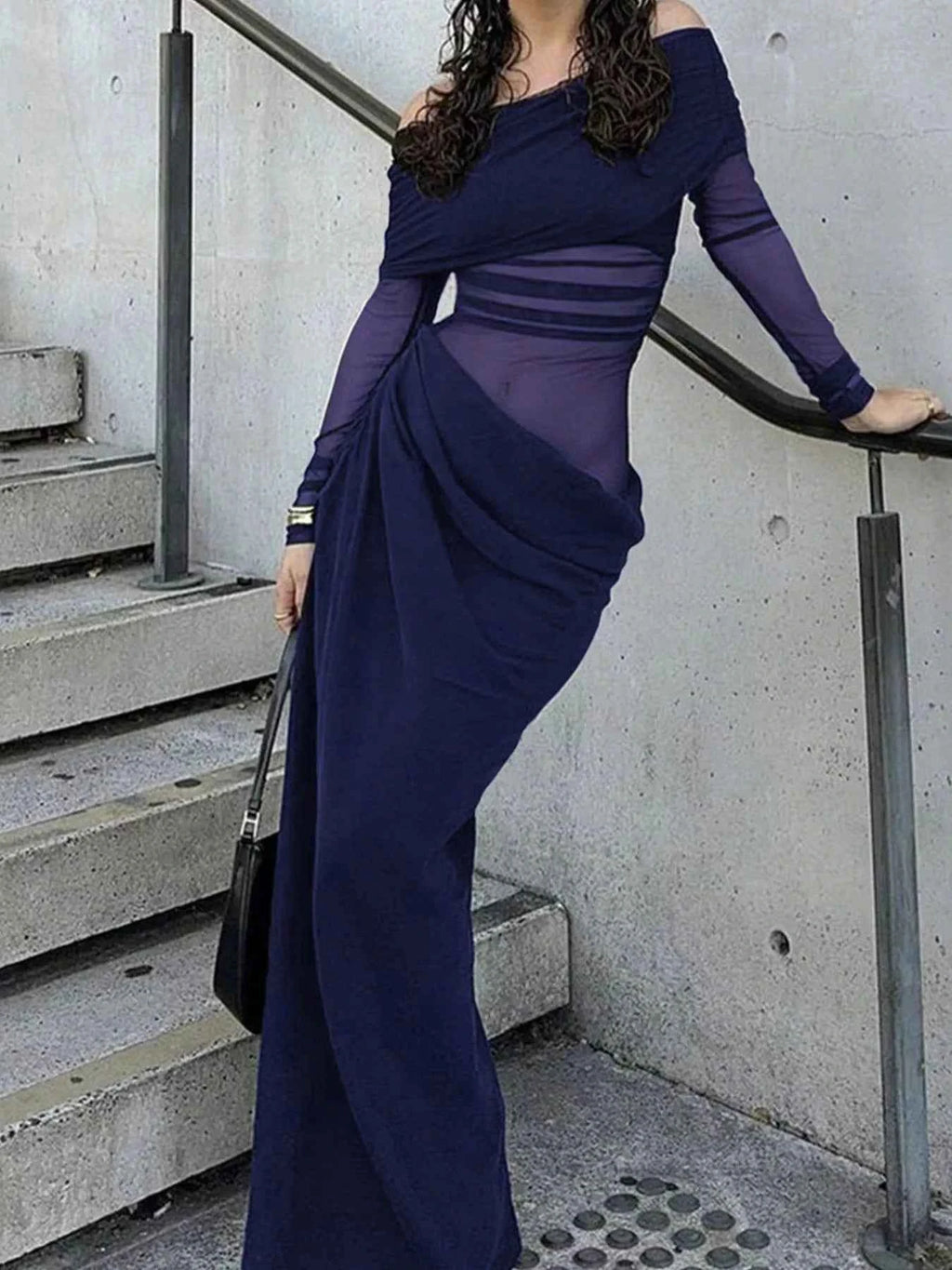 Off-Shoulder Long Sleeve Ruched Bodycon Maxi Dress 1741004c-8781-45a4-90eb-e0da6054e7e0-Max-Origin