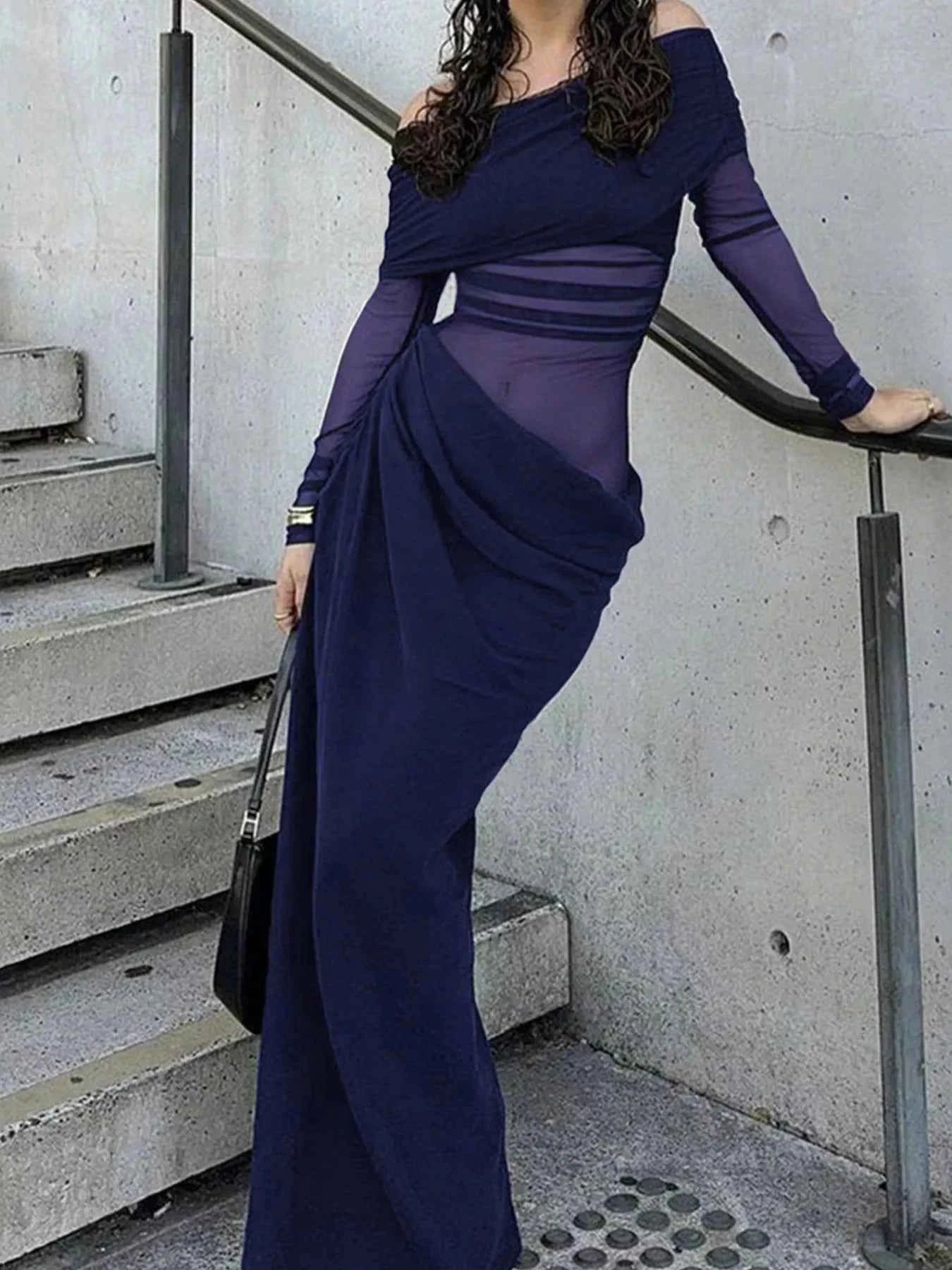 Off-Shoulder Long Sleeve Ruched Bodycon Maxi Dress 1741004c-8781-45a4-90eb-e0da6054e7e0-Max-Origin
