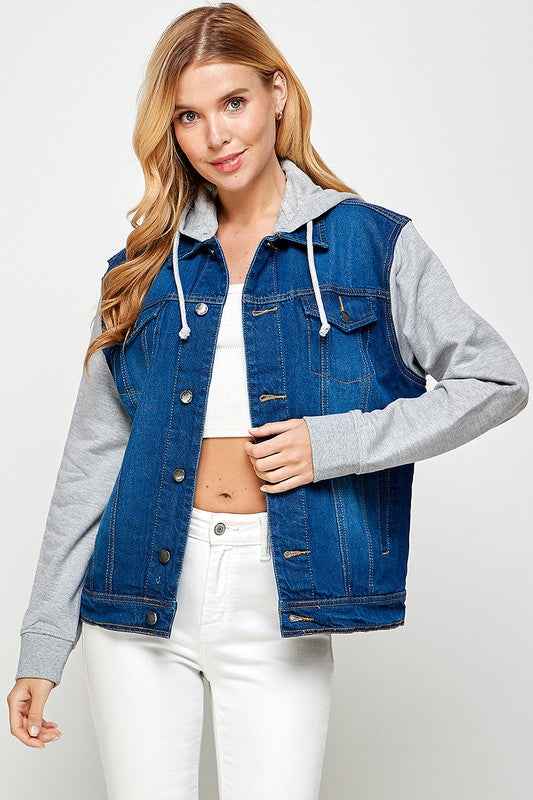 Women's Denim Jacket with Fleece Hoodies Dark Blue 17581866_b4265be4-c73c-4efd-8ef9-dd0cea0a8ef3