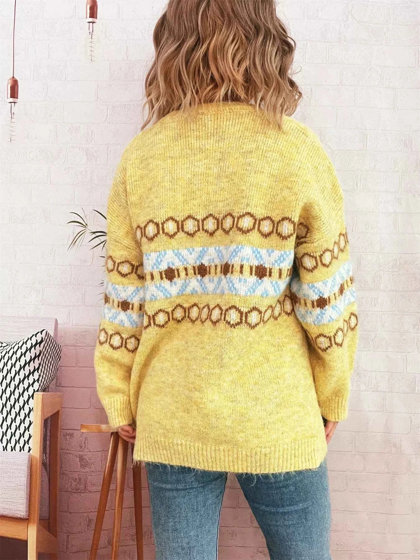 Contrast Round Neck Drop Shoulder Sweater 177cccf39f8d41b08491531c529f7db8-Max-Origin