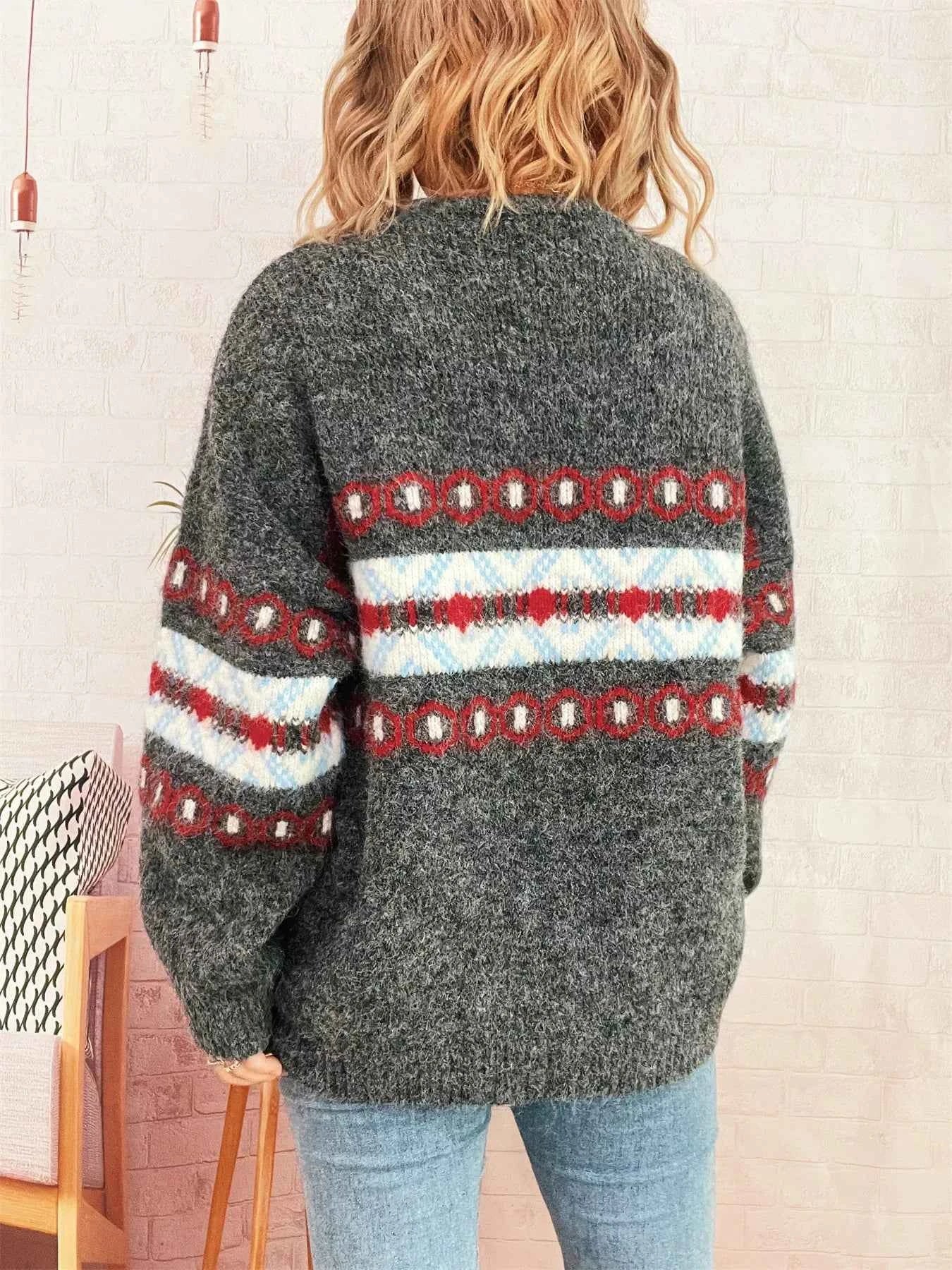 Contrast Round Neck Drop Shoulder Sweater 1782b0397c884d4aa9870d44969c27cd-Max-Origin