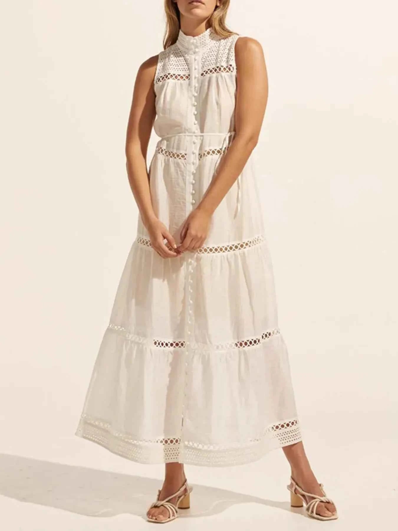 Hollow Out Sleeveless Midi Dress White 178fb14eba604e6aab41d100eece5adc-Max-Origin