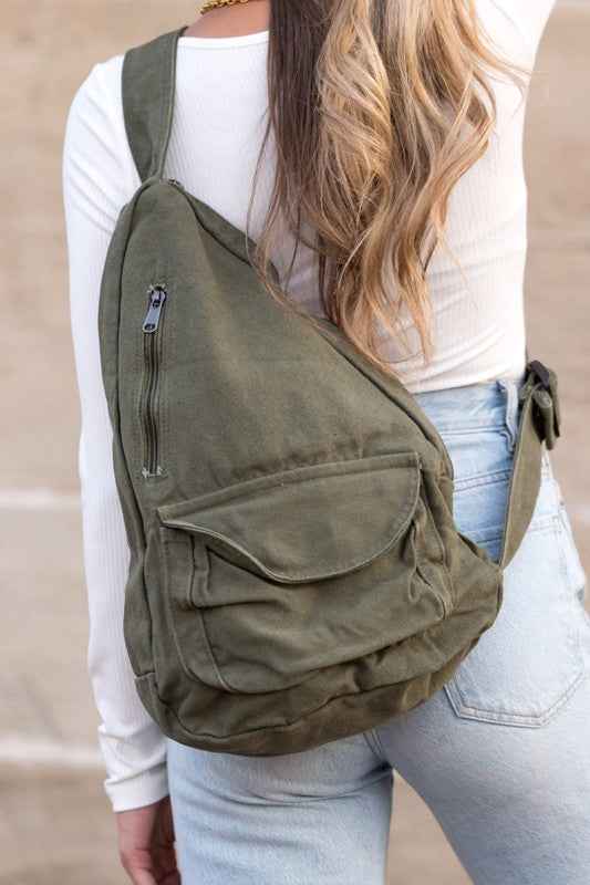 Oversized Canvas Sling Olive OneSize 17912132_18e2e977-5549-47aa-bf46-e7977dd86bd2