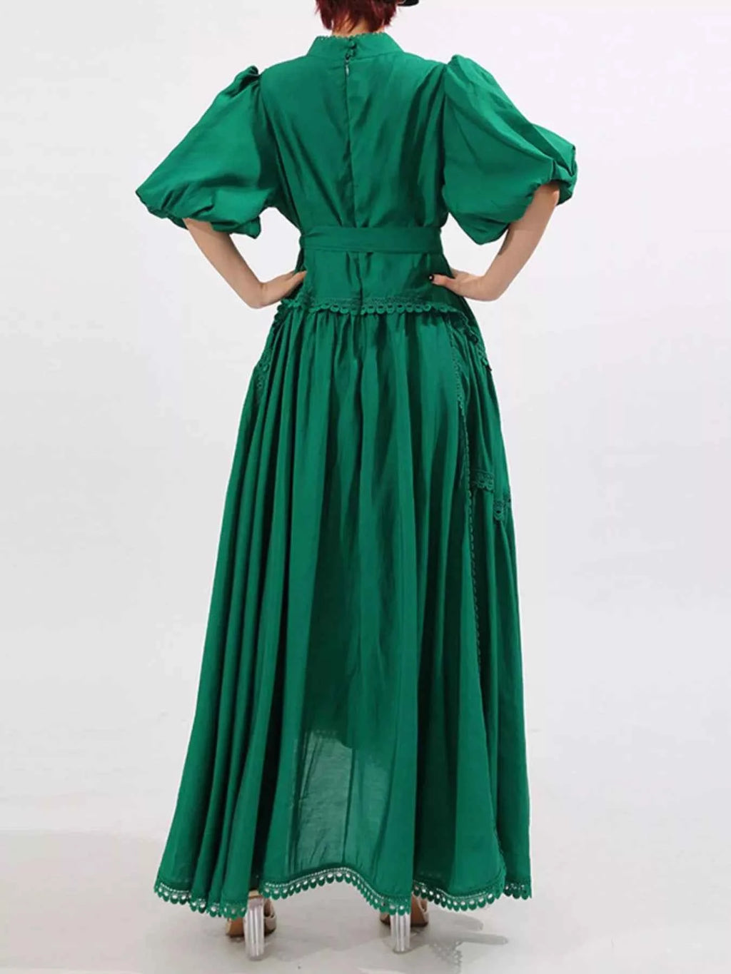 Lace Detail Notched Puff Sleeve Maxi Dress 17cc85c7-6950-445d-8760-206645adb97a-Max-Origin