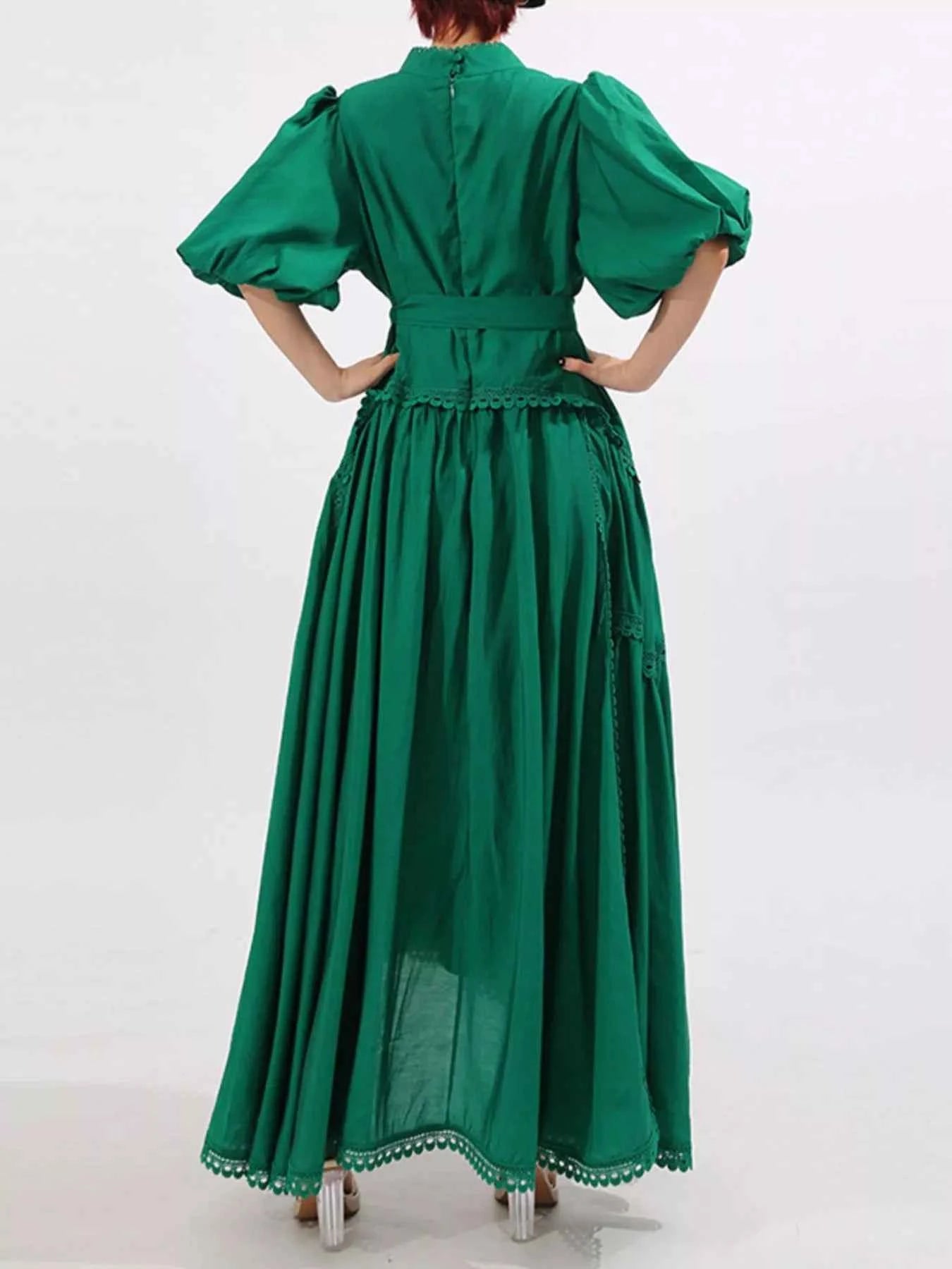 Lace Detail Notched Puff Sleeve Maxi Dress 17cc85c7-6950-445d-8760-206645adb97a-Max-Origin