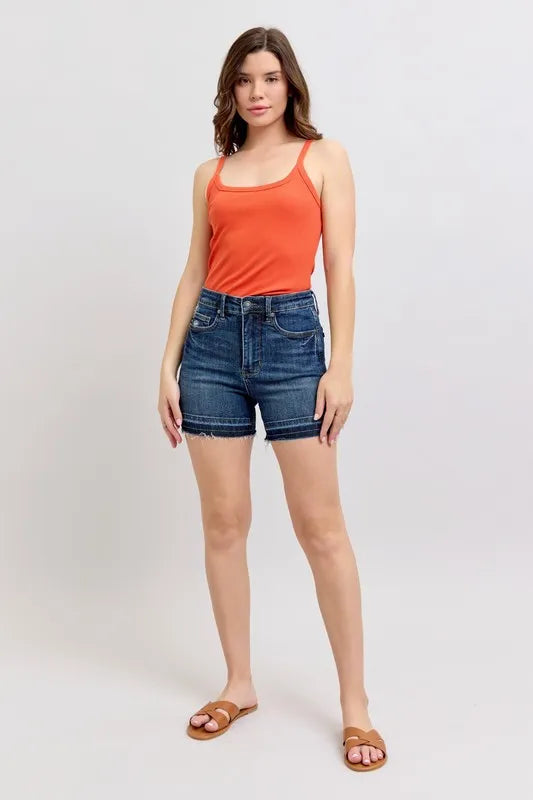 Judy Blue Full Size High Waist Tummy Control Destroy Release Hem Denim Shorts Plus Size 17dd3307b48d486b81533b823632247e-Max-Origin