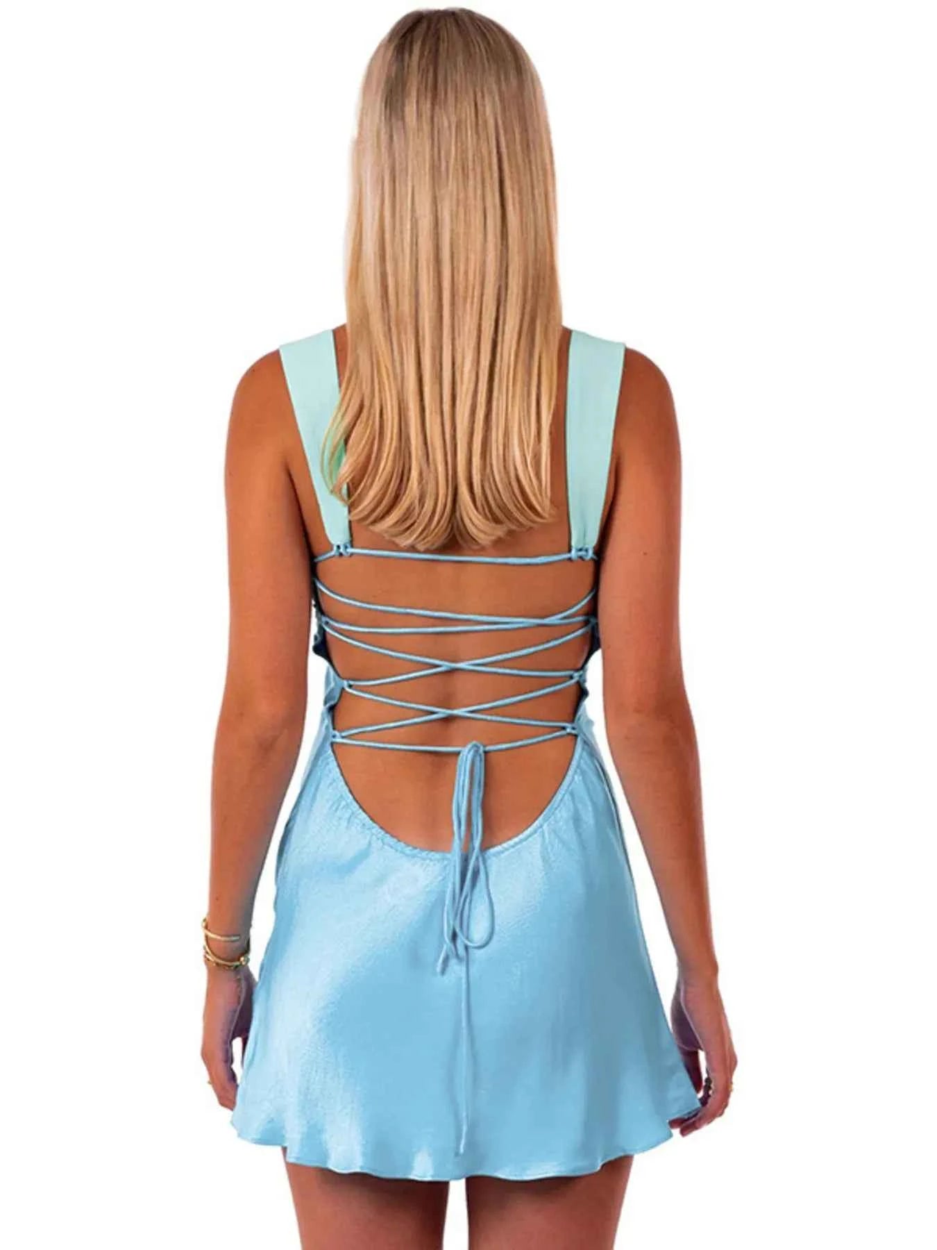 Ruched Lace Up Cami Mini Dress 185d9afb411842679ff848265d2f7cb3-Max-Origin