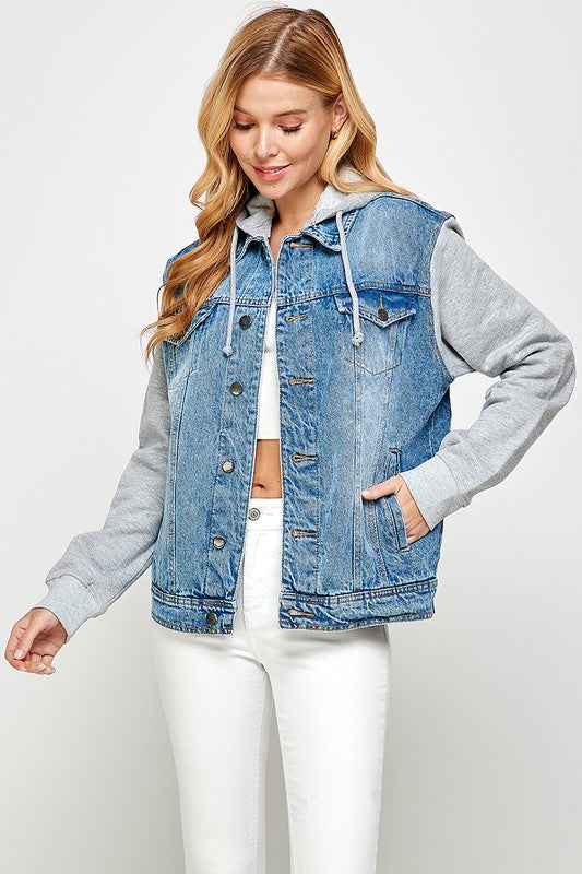 Women's Denim Jacket with Fleece Hoodies 18614728_bb196299-652c-43fd-a124-88cbdea28a0f