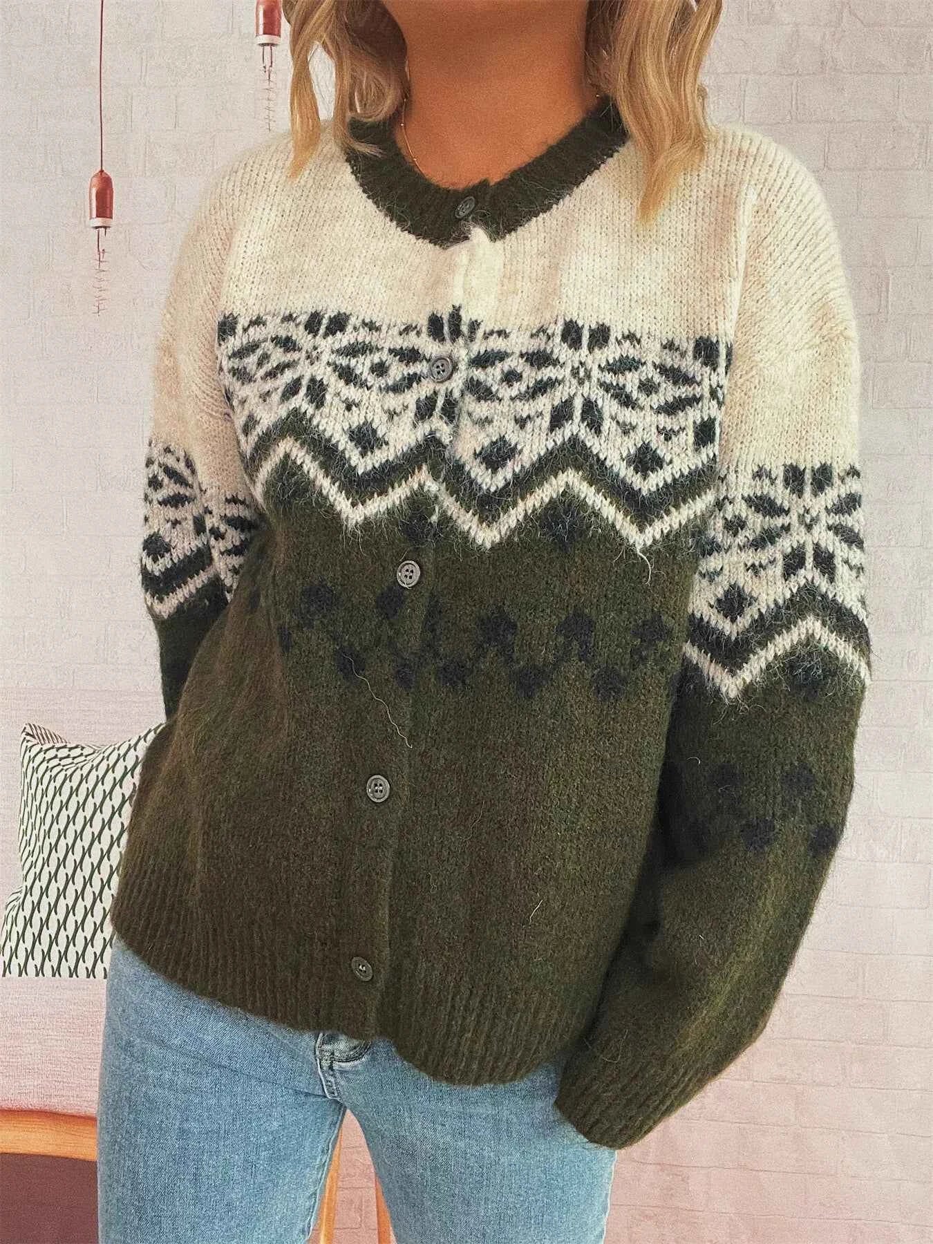 Christmas Button Up Drop Shoulder Cardigan 18706e6d084747f992566c5b11934316-Max-Origin