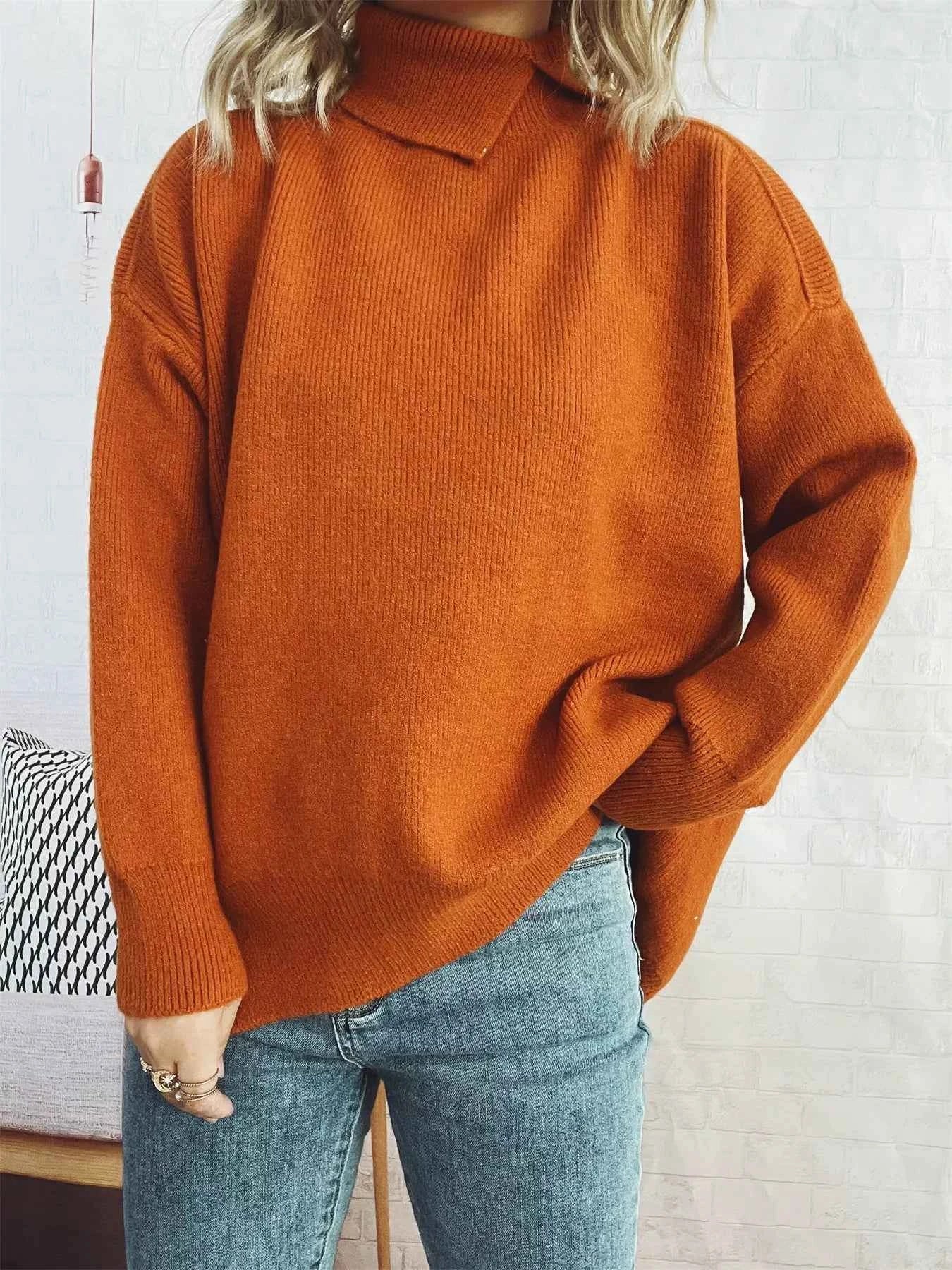 Slit Turtleneck Long Sleeve Sweater 187b396fbb424cc199ecb08b2bfe8601-Max-Origin