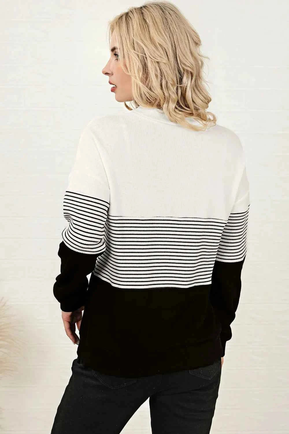 Striped Color Block Long Sleeve Knit Top 18a8c147-5220-4e53-a368-b677f5dad910-Max
