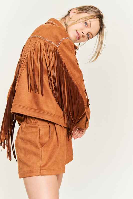 Suede studded fringe jacket JJO5009 18d68e2b-0f17-4600-b5dd-8fdb01a428cd
