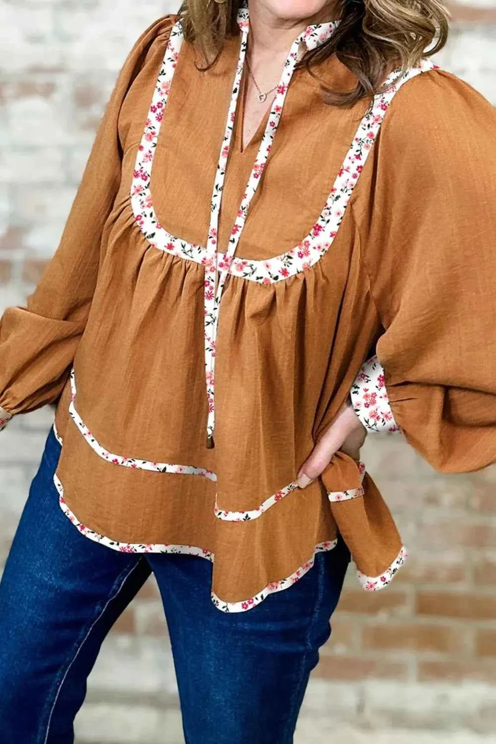 Floral Trim Long Sleeve Blouse 18f637e3-c4b1-45fc-903b-23503c2fdeac-Max-Origin