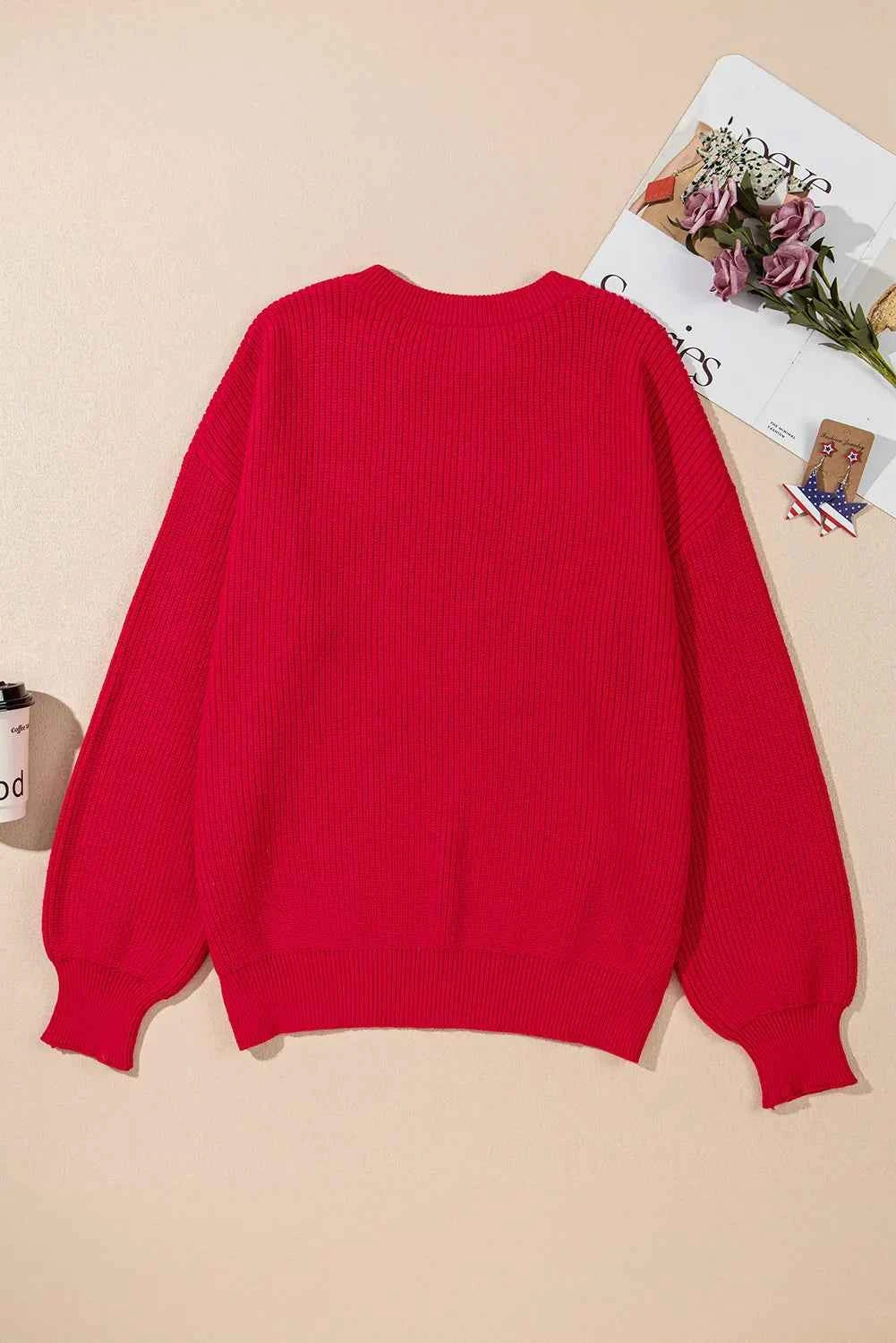 Plus Size Contrast Letter Round Neck Long Sleeve Sweater 18f63f27-5be8-45c2-aaf5-6ab74bbe738d-Max