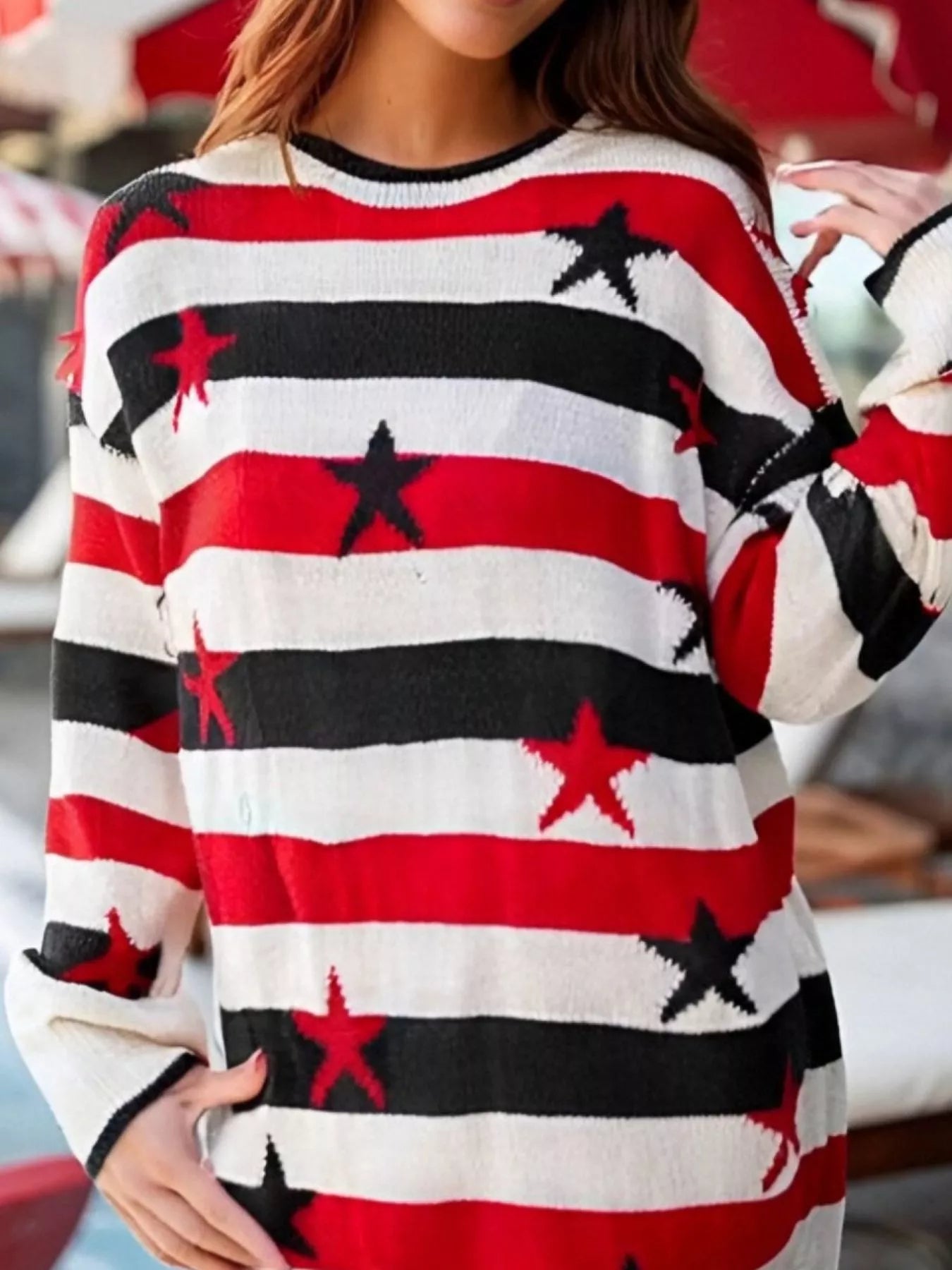 Stars and Stripes Long Sleeve Sweater Black 191c0ea1-fac8-4e70-9cb3-e7f109fd0298-Max-Origin