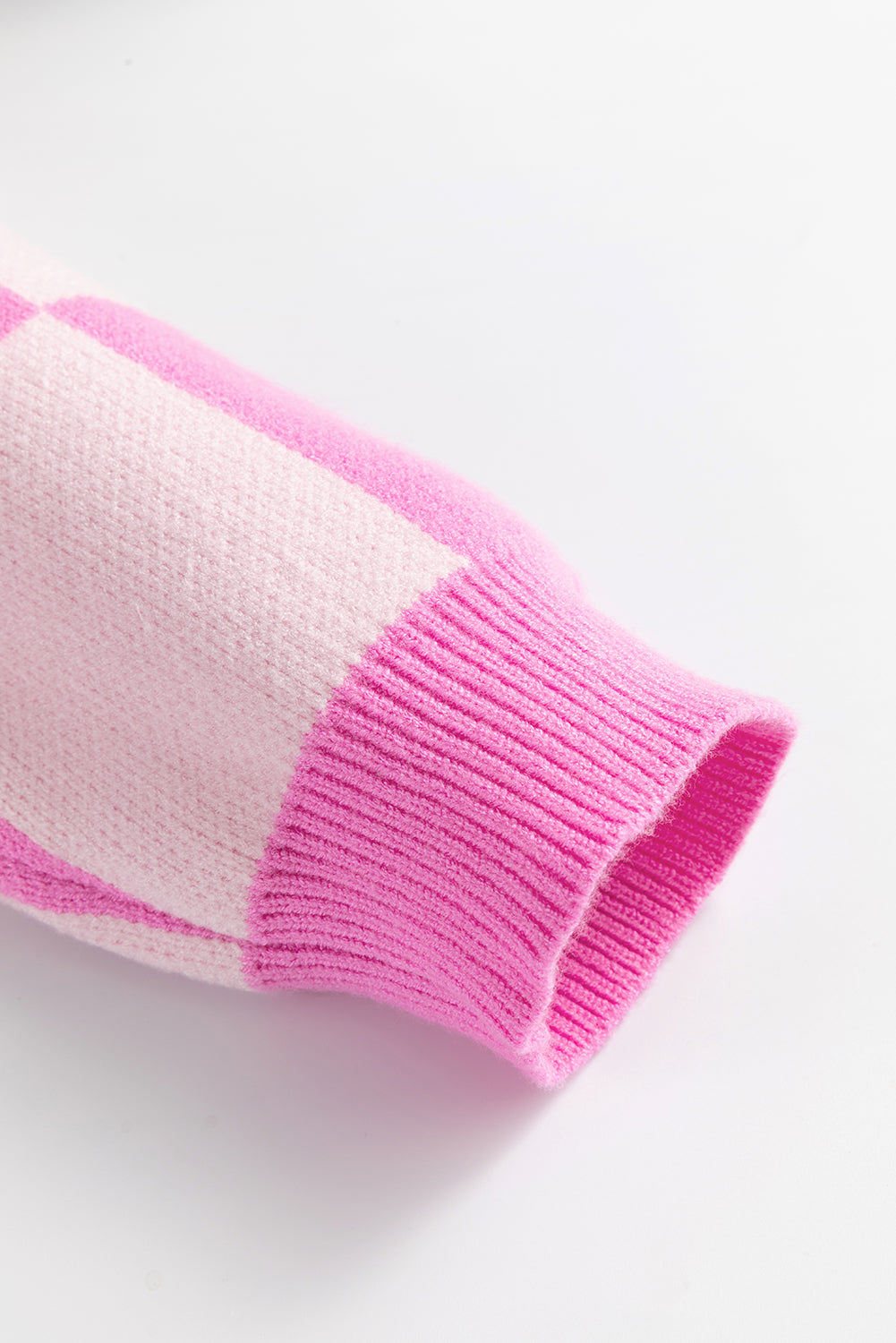 Pink Checkered Button Collared Sweater 19278c98b73dc8b1