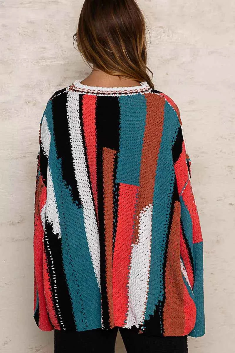 POL Color Block Round Neck Oversized Sweater 194d6ee1-2bf9-4760-a652-463e92fd5d9b-Max-Origin