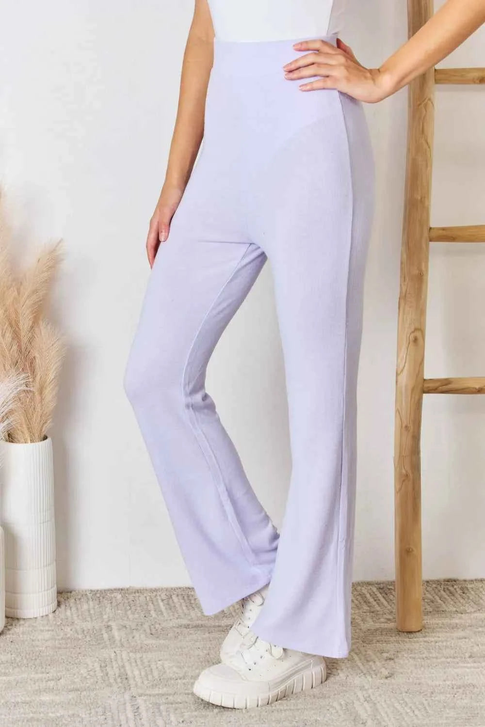 RISEN Full Size High Waist Ultra Soft Knit Flare Pants 195e7b2b-c4c0-43f6-ad30-5b45bf78b712-Max