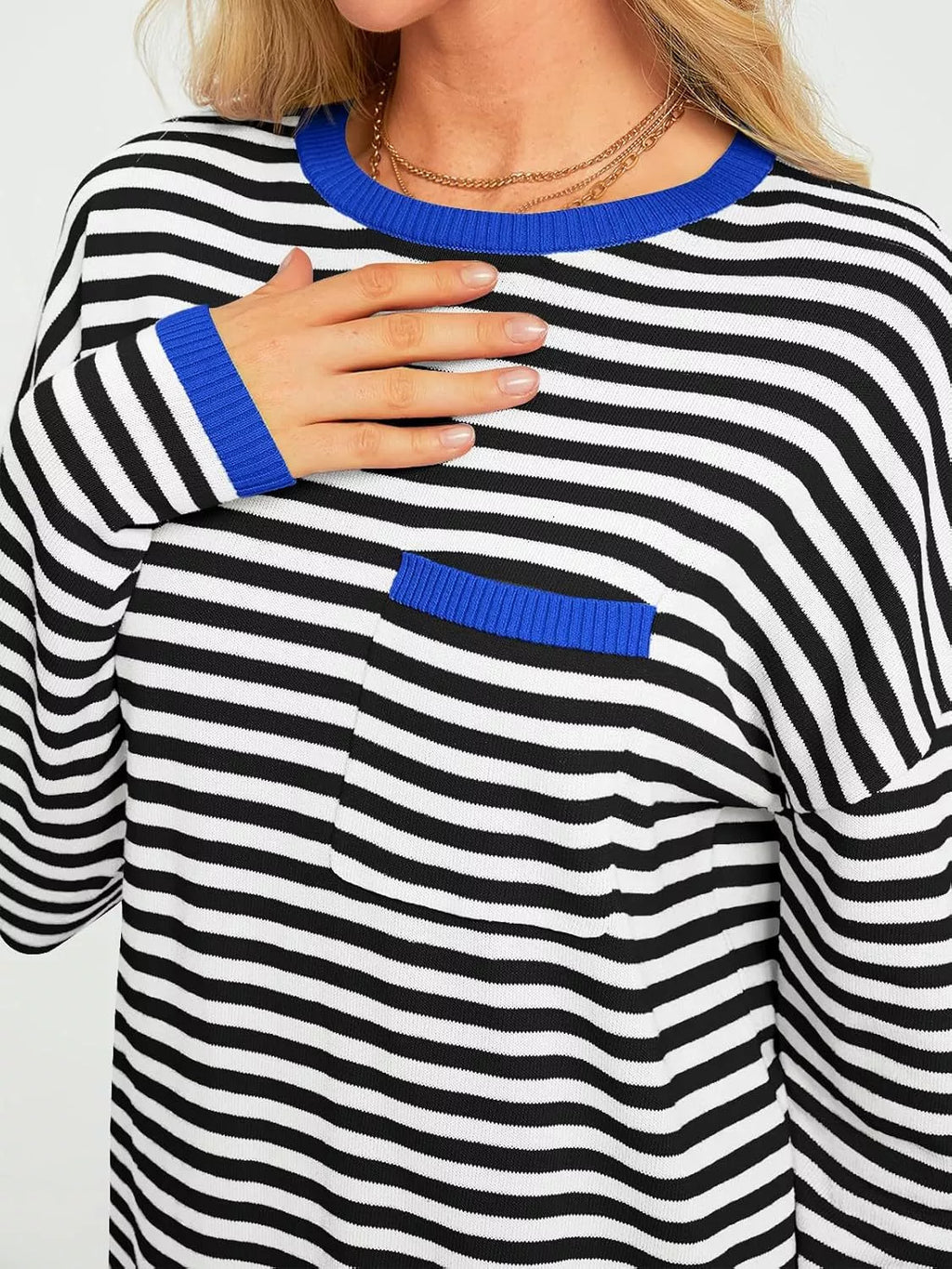 Striped Long Sleeve Sweater with Contrast Ribbed Trim 1993bef1-e31a-4d35-af4f-27fbd8d178aa-Max-Origin