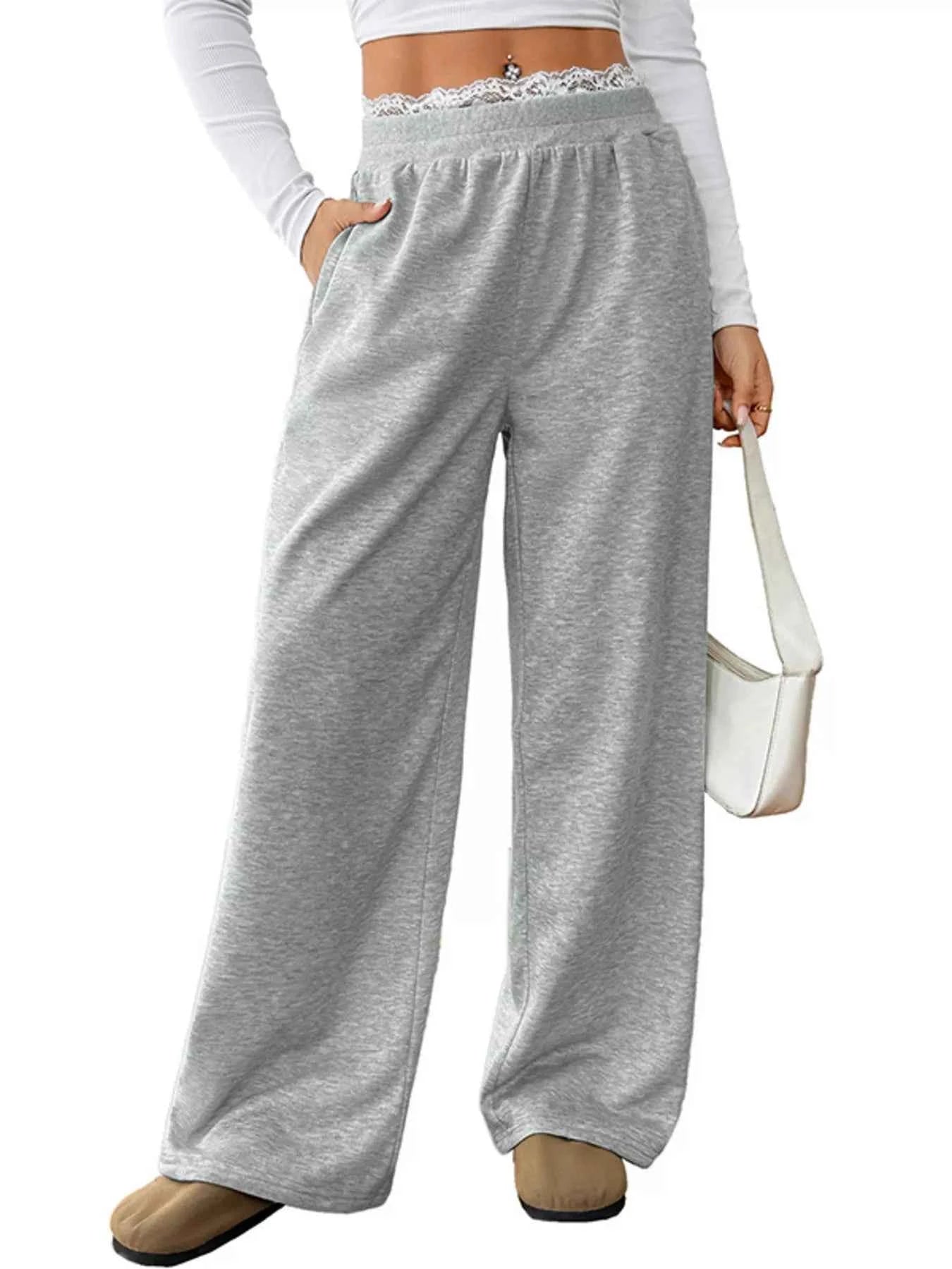 Lace Detail Wide Leg Casual Pants 19ab9332e3094a4ca8f8bb535f70e119-Max-Origin