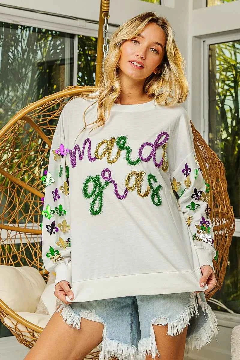 BiBi Fleur De Lis Sleeve Mardi Gras Pullover 19e731cae3d74fbfa8e8b95247f6f2e3-Max-Origin