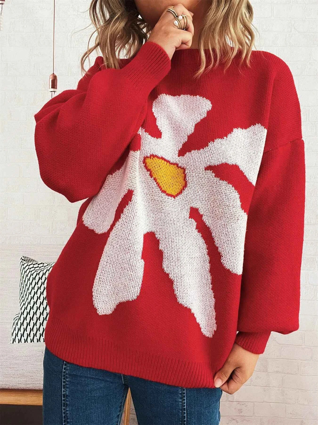 Flower Dropped Shoulder Sweater 19f0c19603db431487a1ab7f1ca2d31c-Max-Origin