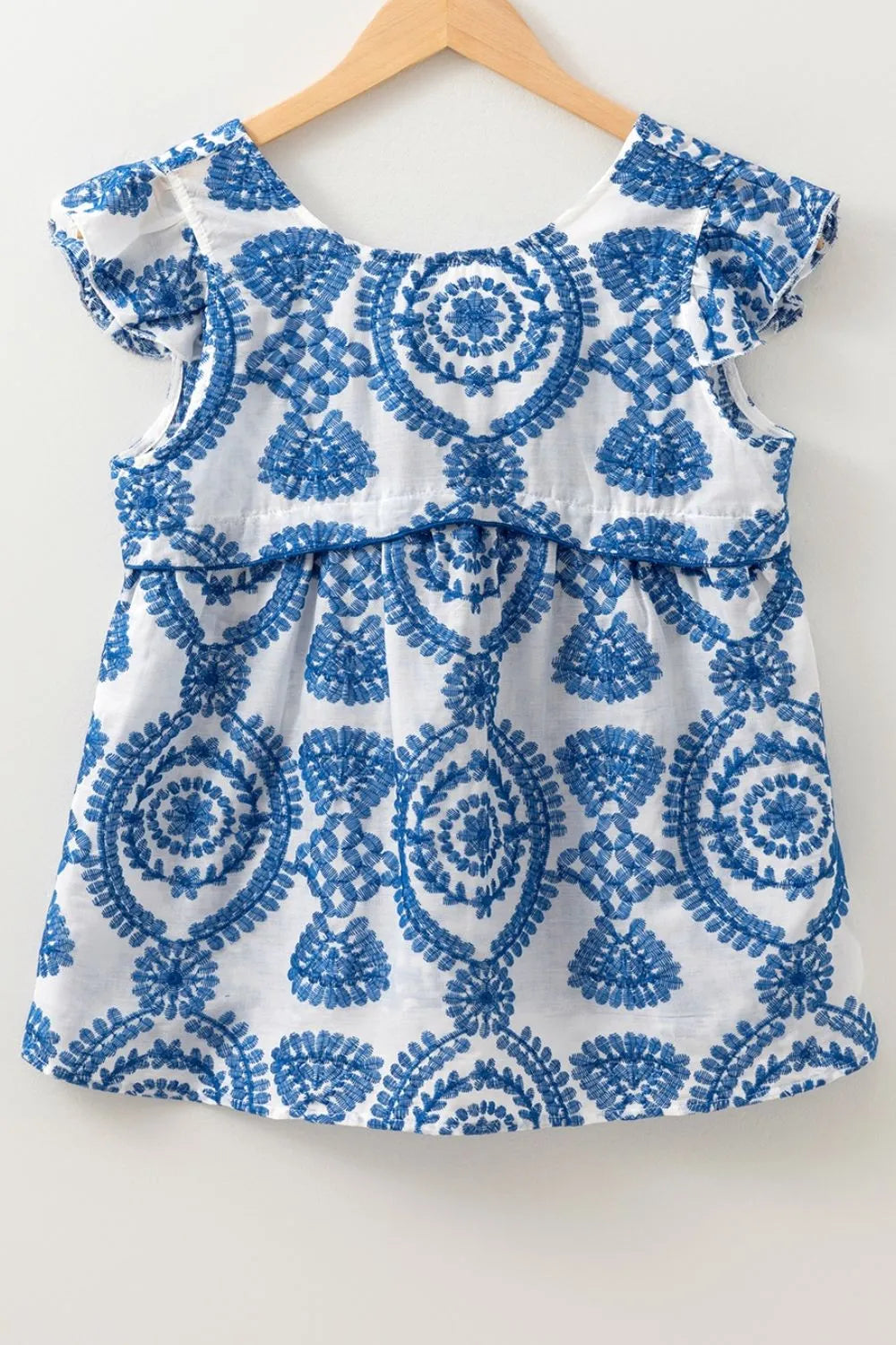 Boho Print Ruffled Cap Sleeve Crew Neck Blouse 1a19e382-c606-476a-b2f4-a3c98623e1a4-Max-Origin