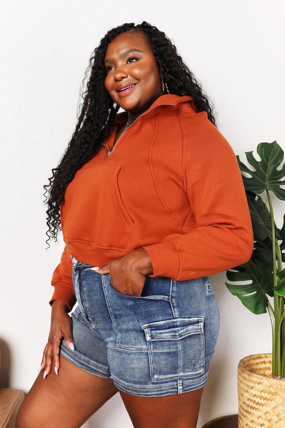 Double Take Half-Zip Long Sleeve Hoodie 1a7217e657d240a3a0cb196daeadbc78-Max