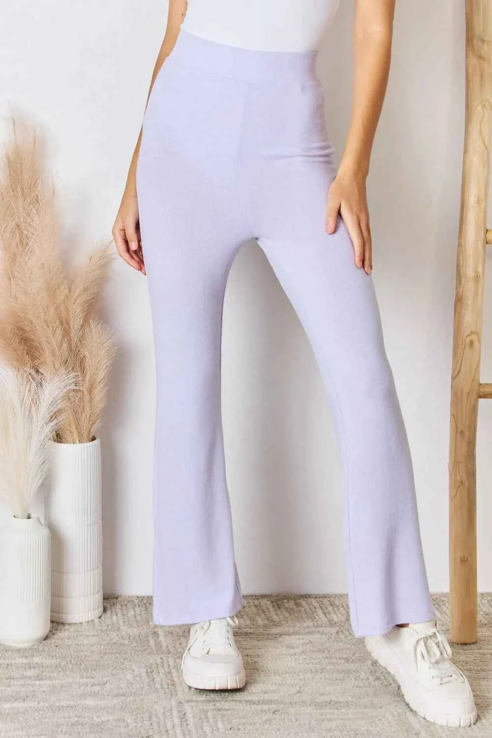 RISEN Full Size High Waist Ultra Soft Knit Flare Pants Lavender 1a755111-13fe-4dab-a616-035ea3cb9e4a-Max
