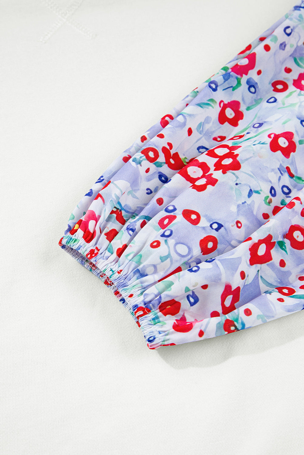 White Floral Ruffle Balloon Sleeve Patchwork Loose Blouse 1a75639590faa920