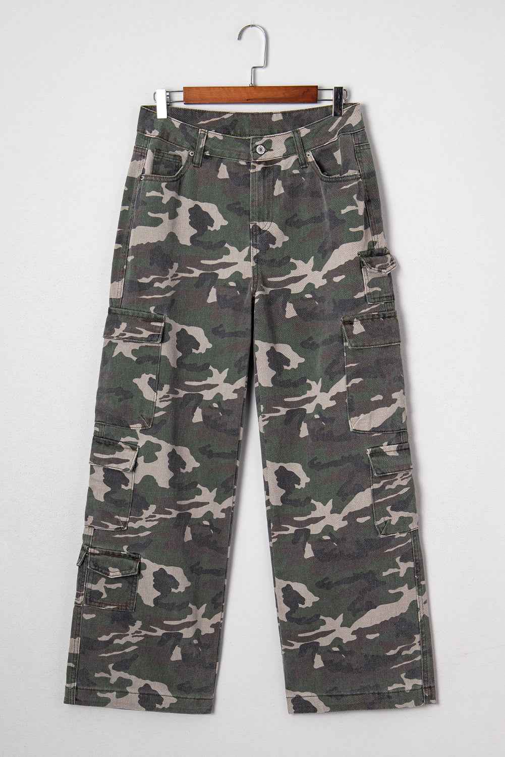 Green Camo Multi Pocket Cargo Wide Leg Jeans 1abe27694f130d1d