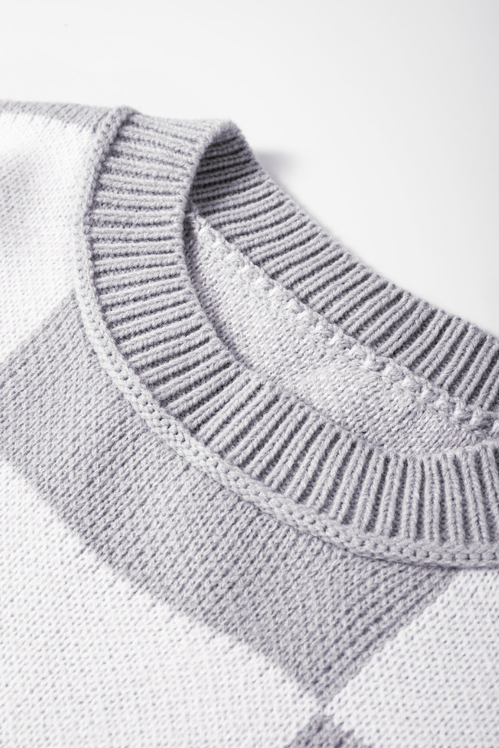 Orange & White Plaid Exposed Seam Bishop Sleeve Sweater 1ad0c9927c97f564