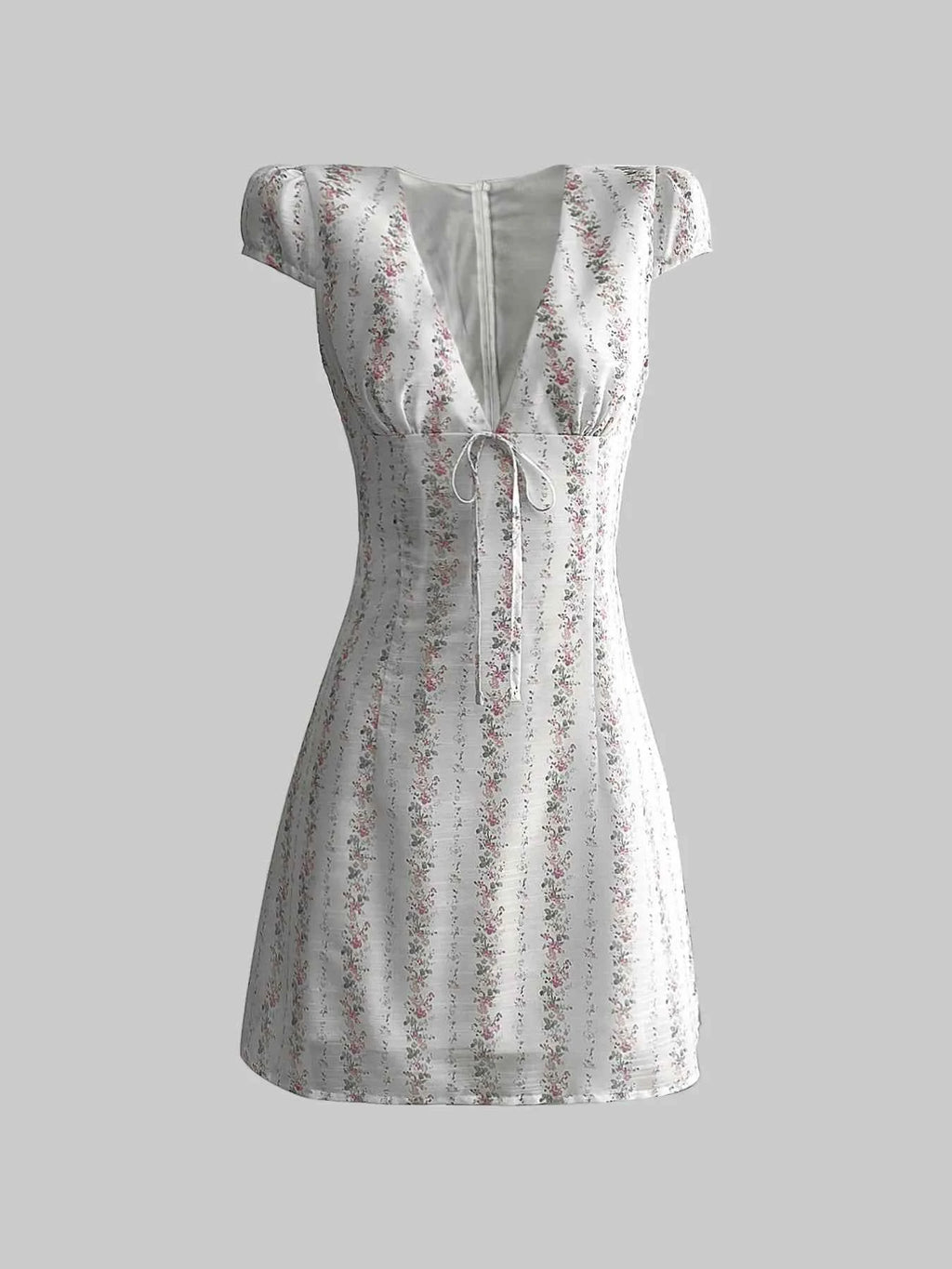 Floral Tie-Front Deep V-Neck Mini Dress 1b1da01d20df4bc29174238f7198d582-Max-Origin