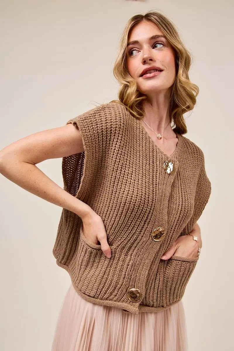 SO ME Big Metal Button Front Sweater Vest 1b3daf402af54b689048b28ee681f01c-Max-Origin