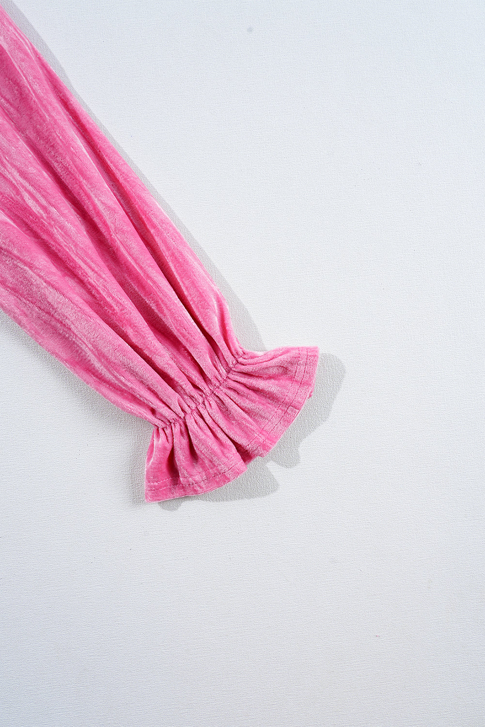 Strawberry Pink Flounce Sleeve Tiered Ruffled Velvet Mini Dress 1b56d7a983c61d28