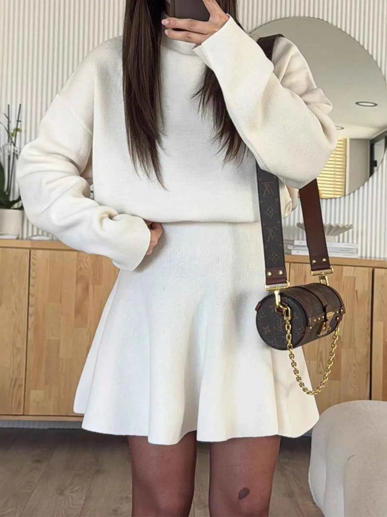Round Neck Long Sleeve Mini Sweater Dress 1b619a0fe413452383811b9516531731-Max-Origin