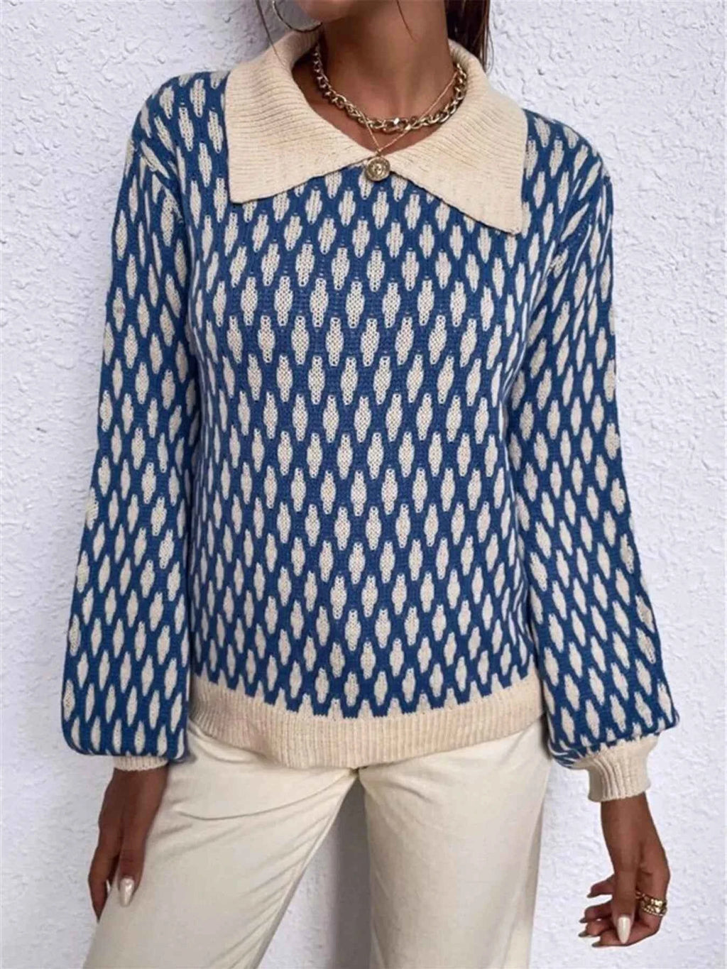 Diamond Pattern Peter Pan Collar Sweater 1b7574e937f94935a51bda9a31375bb8-Max-Origin