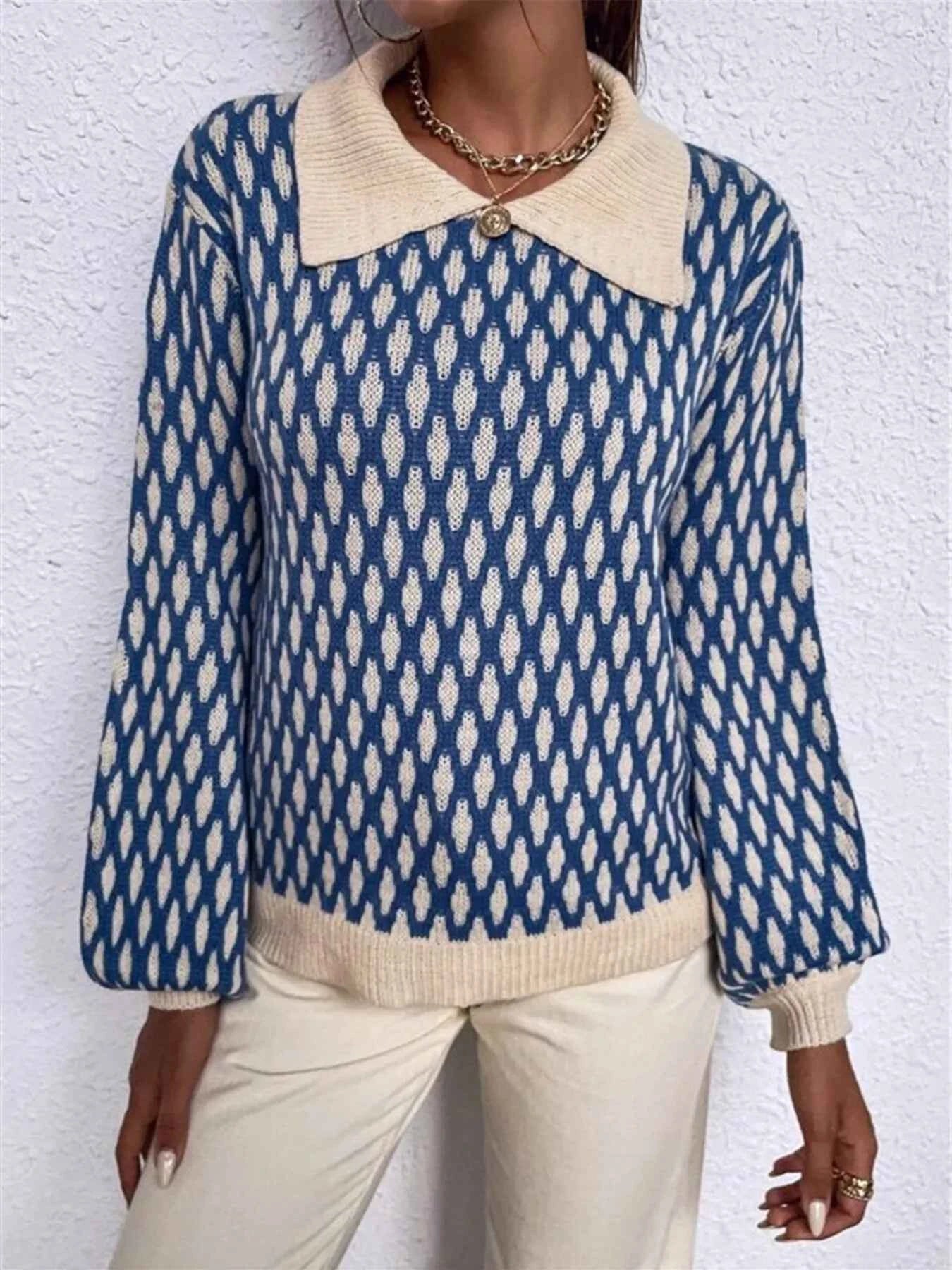 Diamond Pattern Peter Pan Collar Sweater 1b7574e937f94935a51bda9a31375bb8-Max-Origin