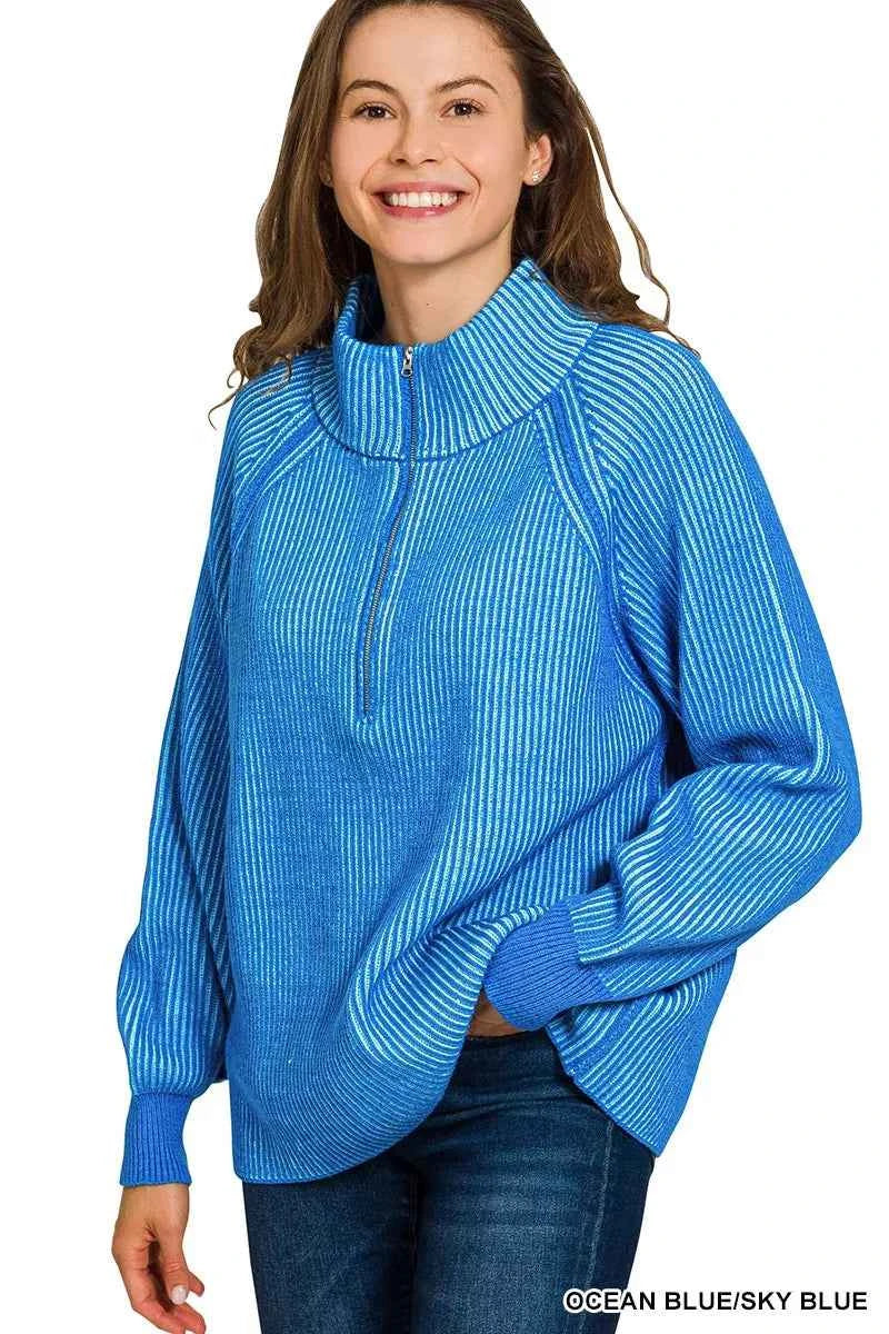 Zenana Ribbed Two Tone Half Zip Sweater 1b92ec1892c547cfbbe79f49dca00001-Max-Origin