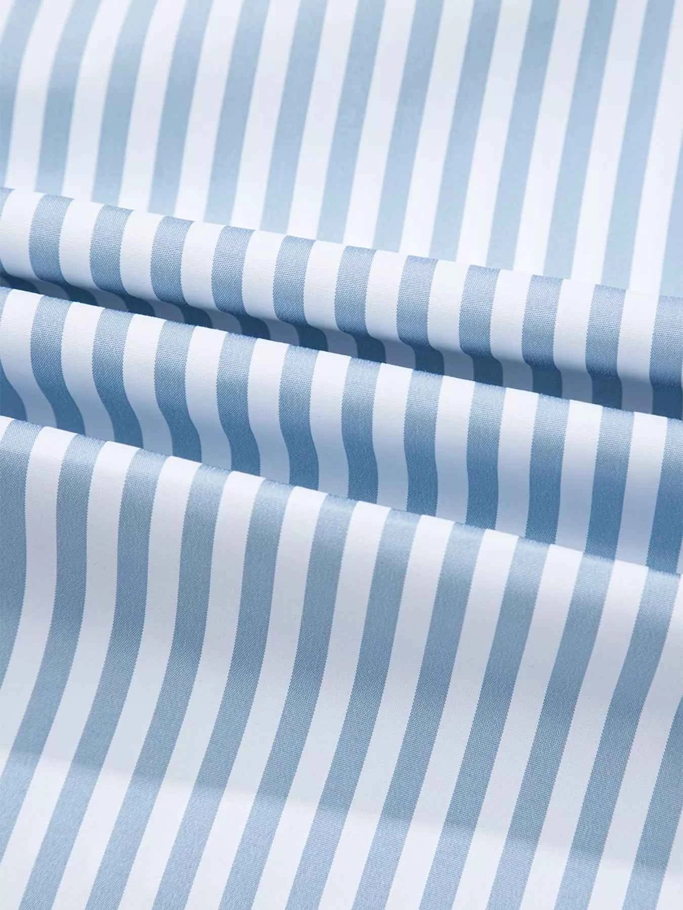 Stripe Shirred Detail Half Placket Collared Long Sleeve Shirt 1b99972071464999bf0fa568ec89b6c0-Max-Origin